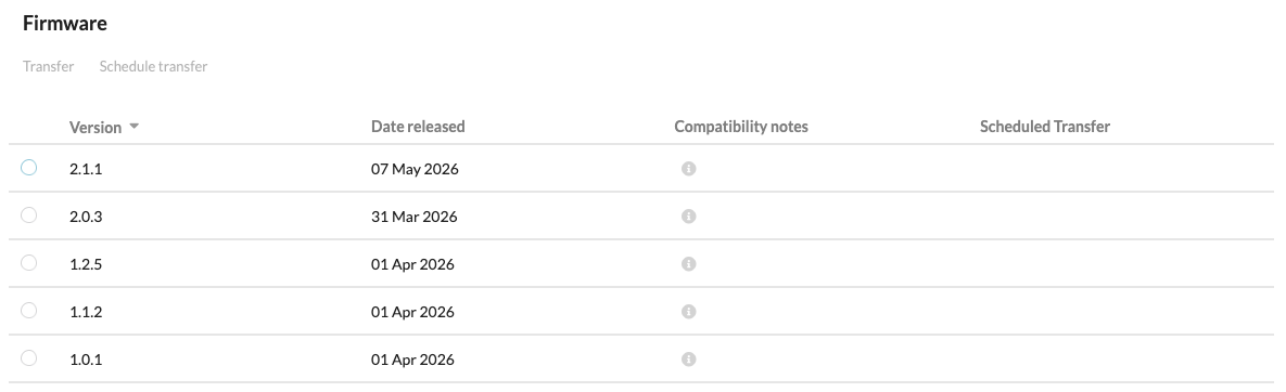 The device Log tab