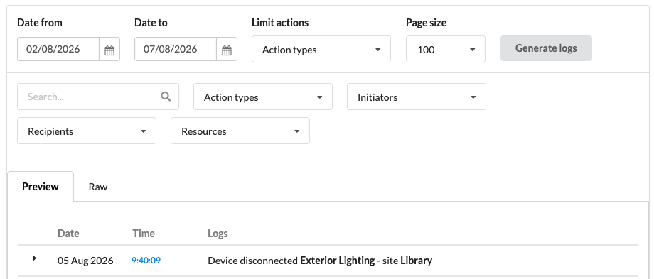 The Activity Logging tab