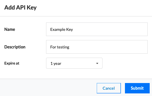 API key settings