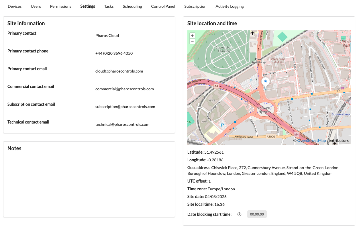 Choosing the site location on the map